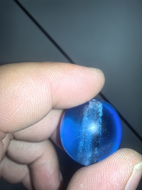 古玩玉器藍(lán)寶石色琉璃帽頂真品鑒賞圖