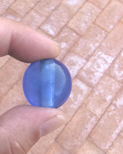 古玩玉器藍(lán)寶石色琉璃帽頂真品鑒賞圖