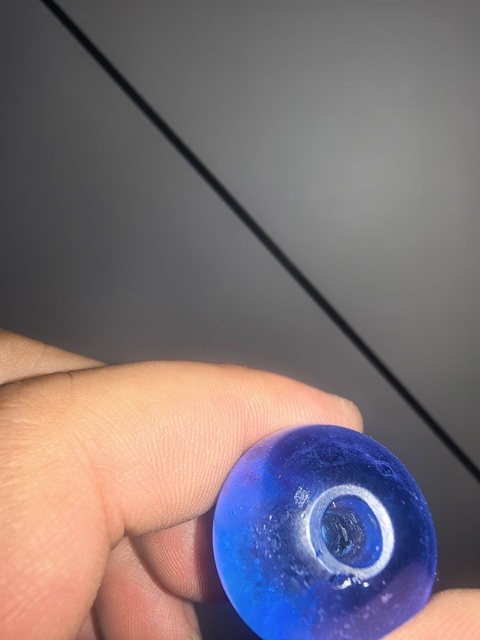古玩玉器藍(lán)寶石色琉璃帽頂真品鑒賞圖