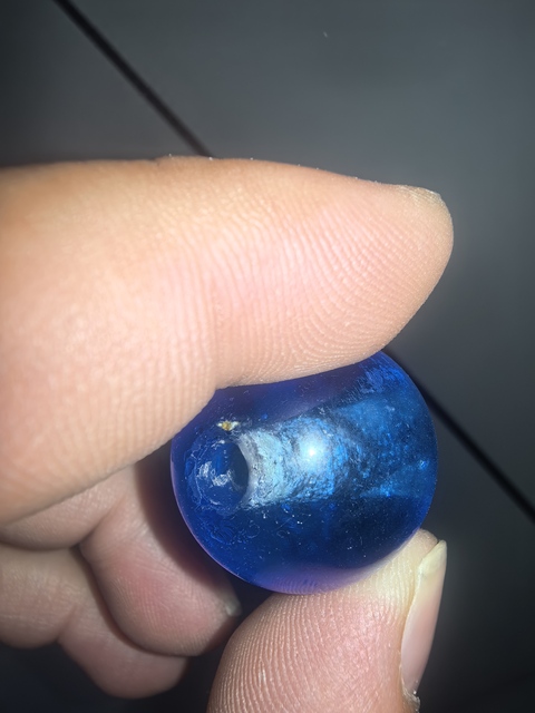 古玩玉器藍(lán)寶石色琉璃帽頂真品鑒賞圖