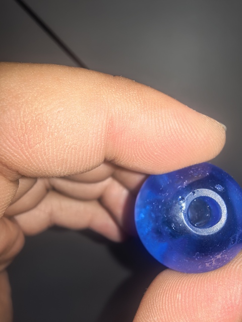 古玩玉器藍(lán)寶石色琉璃帽頂真品鑒賞圖