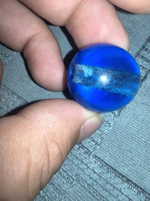 古玩玉器藍(lán)寶石色琉璃帽頂真品鑒賞圖