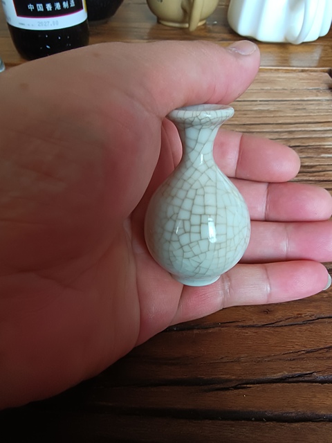 古玩陶瓷哥釉玉壺春瓶真品鑒賞圖