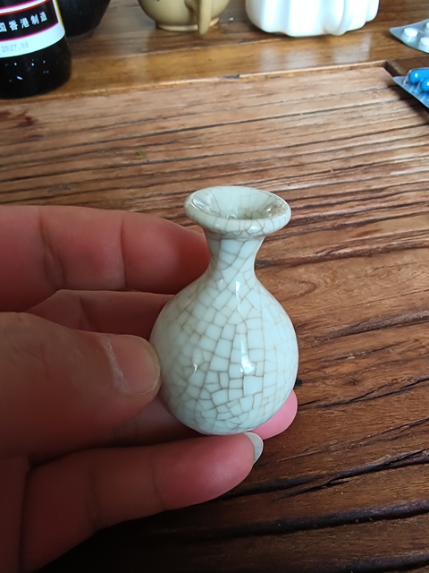 古玩陶瓷哥釉玉壺春瓶真品鑒賞圖