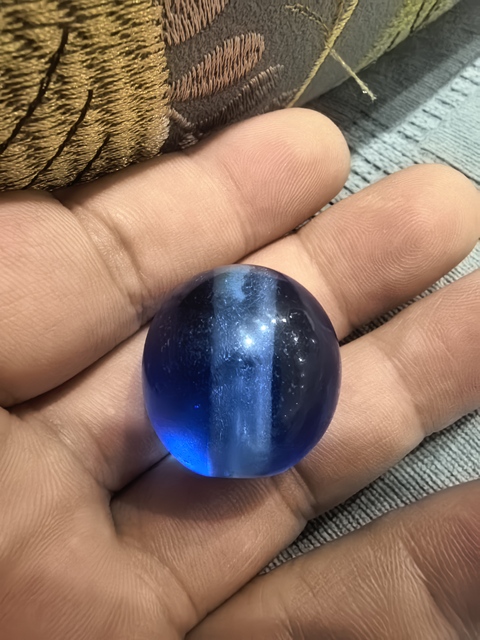 古玩玉器寶石藍琉璃帽頂真品鑒賞圖
