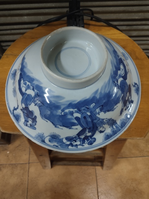 古玩陶瓷光緒青花福祿壽三星碗真品鑒賞圖