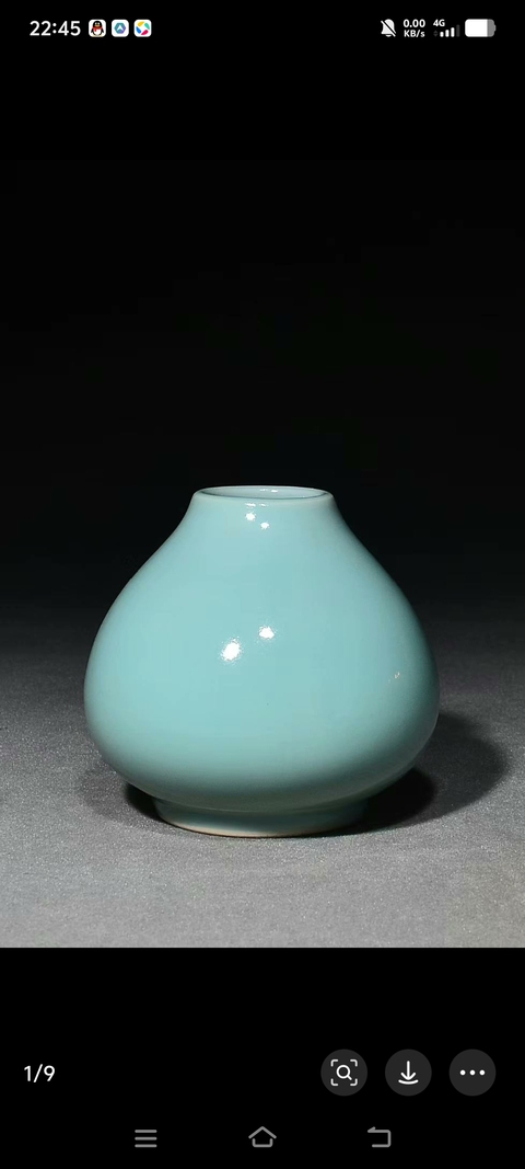 古玩陶瓷豆青釉水呈真品鑒賞圖