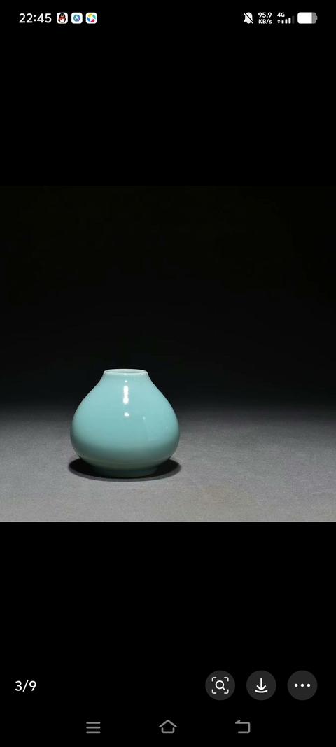 古玩陶瓷豆青釉水呈真品鑒賞圖