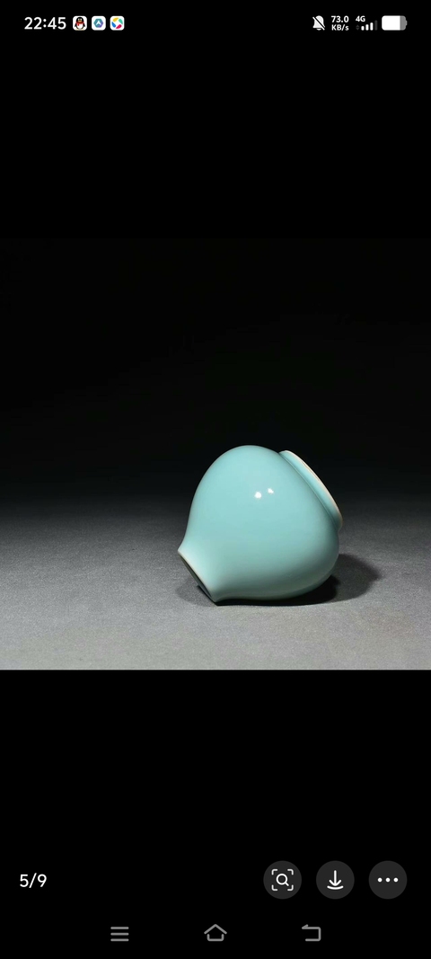 古玩陶瓷豆青釉水呈真品鑒賞圖