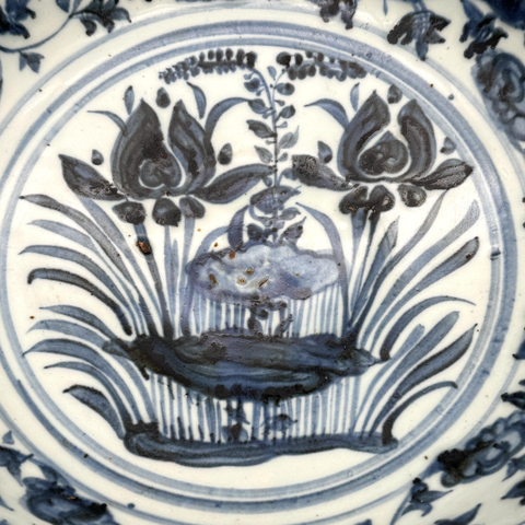 古玩陶瓷青花荷蓮紋碗真品鑒賞圖