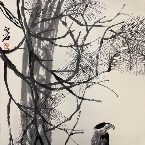 古玩字畫松鷹圖真品鑒賞圖