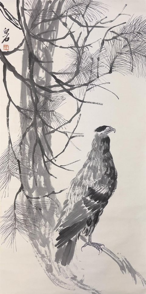 古玩字畫松鷹圖真品鑒賞圖