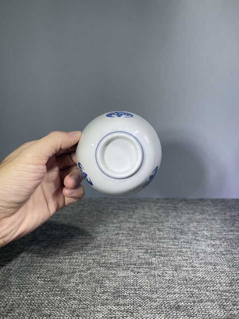 古玩陶瓷晚清民國.青花團鶴紋茶碗拍賣，當前價格0元