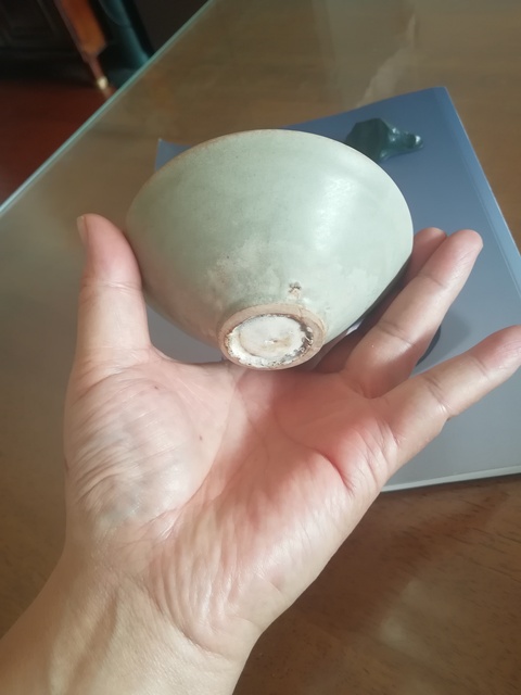 古玩陶瓷北宋天青釉耀州窯茶盞拍賣，當(dāng)前價(jià)格8800元