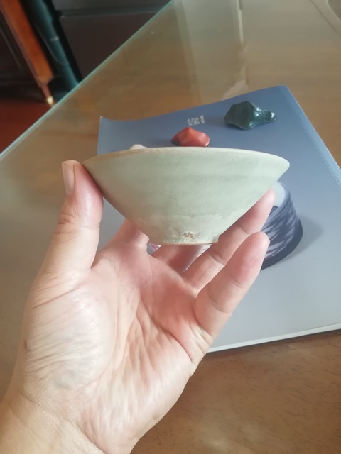 古玩陶瓷北宋天青釉耀州窯茶盞拍賣，當(dāng)前價(jià)格8800元