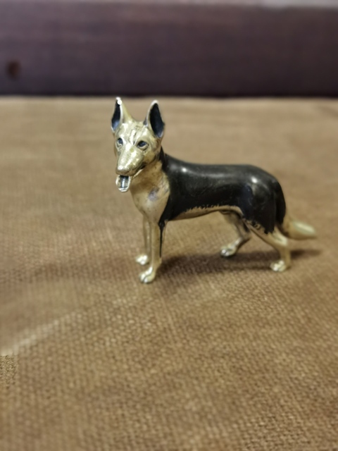 古玩雜項歐洲800銀狗擺件真品鑒賞圖