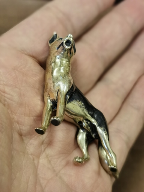 古玩雜項歐洲800銀狗擺件真品鑒賞圖