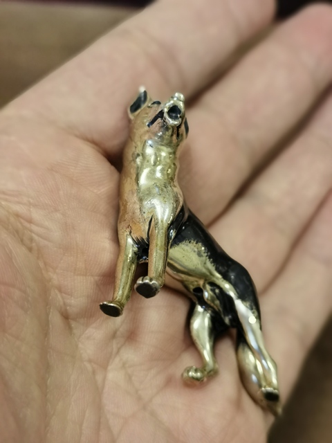 古玩雜項歐洲800銀狗擺件真品鑒賞圖
