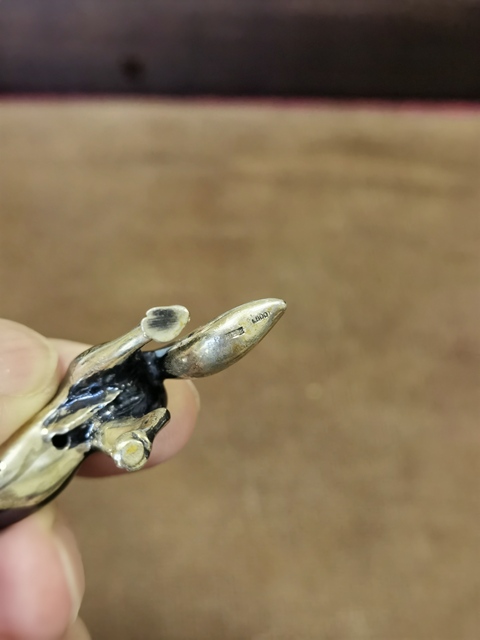 古玩雜項歐洲800銀狗擺件真品鑒賞圖