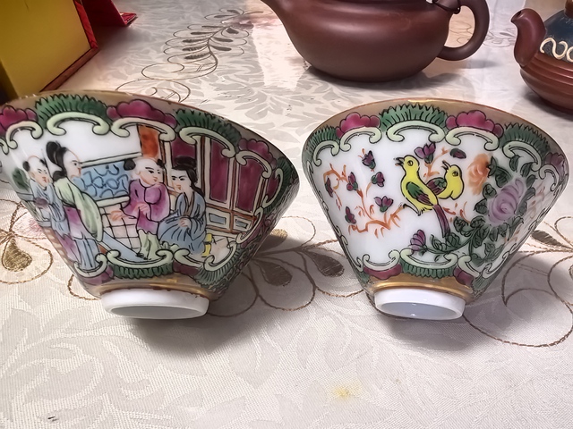 古玩陶瓷人物斗笠盞真品鑒賞圖