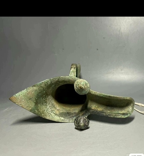 古玩銅器饕餮紋青銅爵真品鑒賞圖