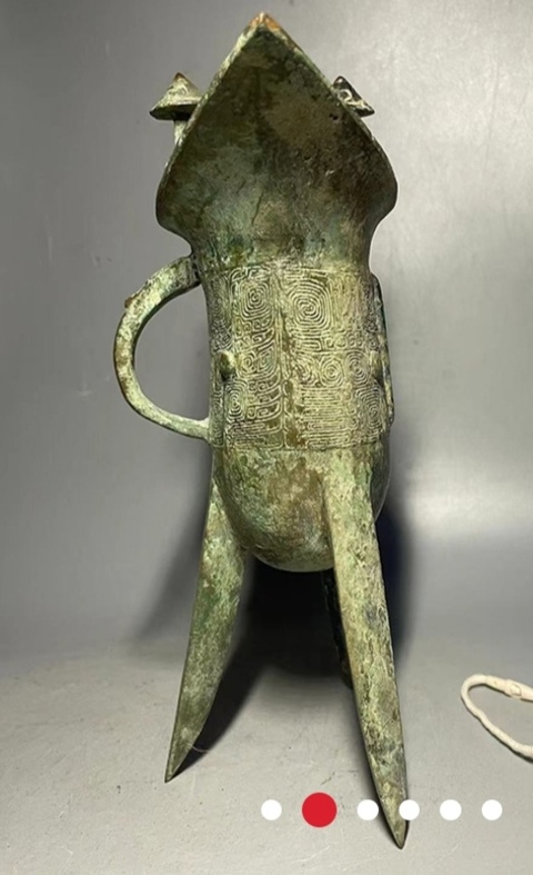 古玩銅器饕餮紋青銅爵真品鑒賞圖