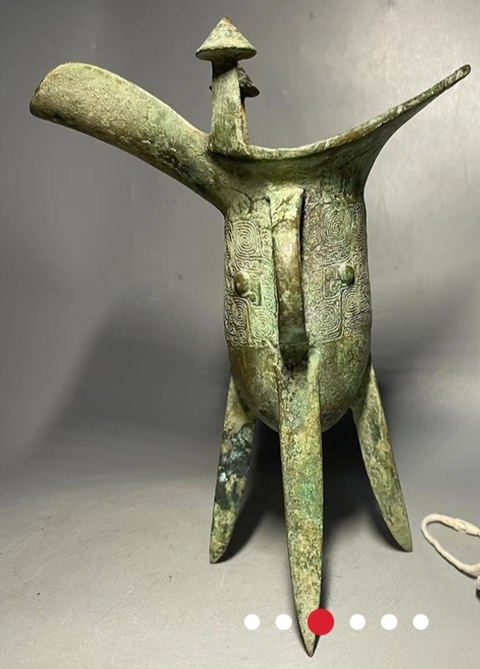 古玩銅器饕餮紋青銅爵真品鑒賞圖