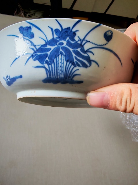 古玩陶瓷青花蓮池鴛鴦紋蓋碗拍賣,當前價格398元