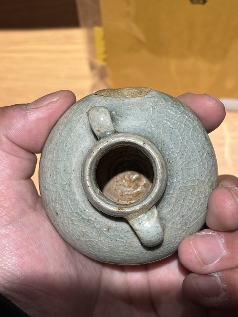 古玩陶瓷龍泉青瓷綠彩雙系罐真品鑒賞圖