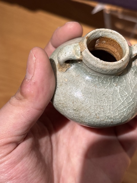 古玩陶瓷龍泉青瓷綠彩雙系罐真品鑒賞圖