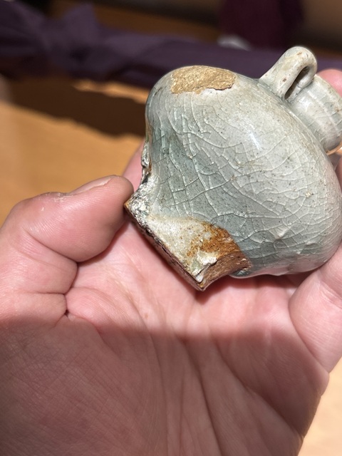 古玩陶瓷龍泉青瓷綠彩雙系罐真品鑒賞圖