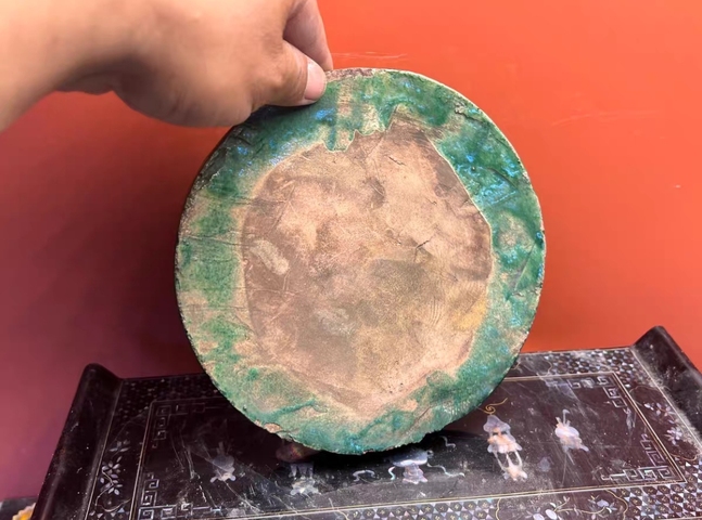 古玩陶瓷綠釉龍紋瓦當拍賣，當前價格580元