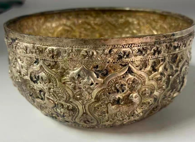 古玩雜項幾十年前東南亞或泰國地區銀缽盂真品鑒賞圖