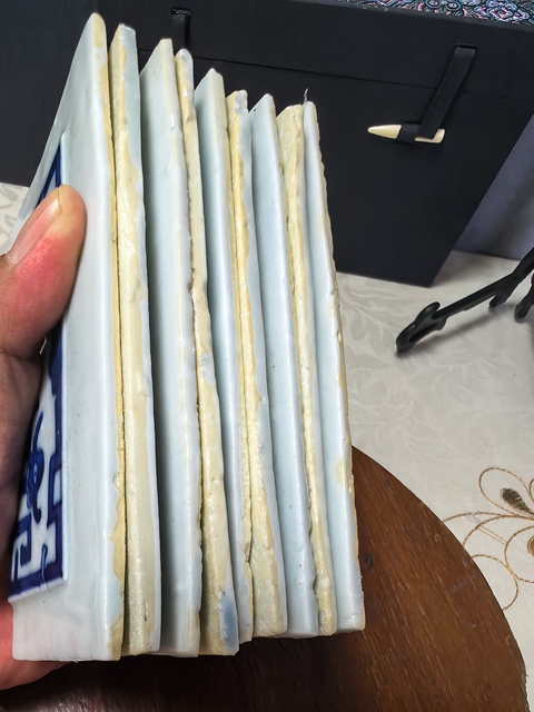 古玩陶瓷青花夔龍紋瓷版真品鑒賞圖