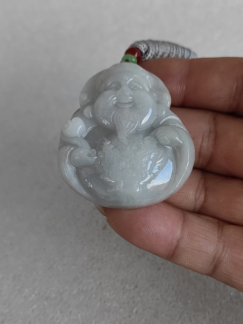 古玩玉器天然翡翠“財神”掛件拍賣，當前價格450元