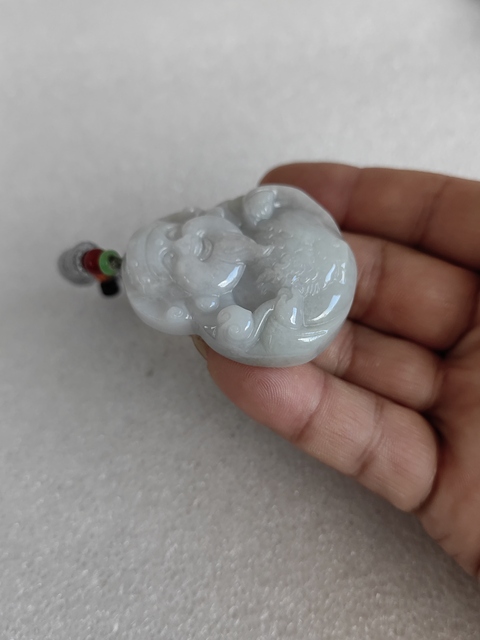 古玩玉器天然翡翠“財神”掛件拍賣，當前價格450元