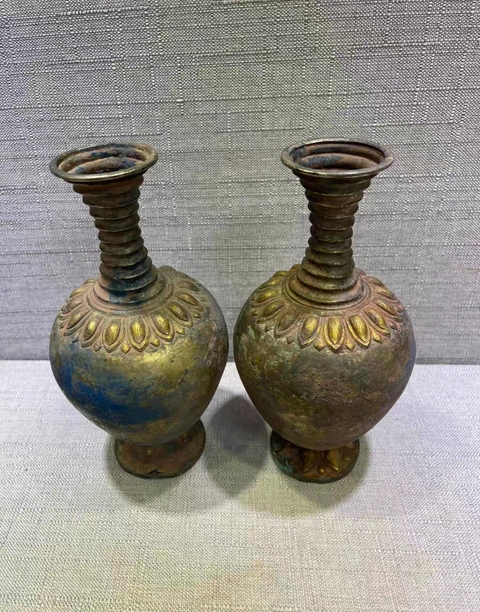 古玩雜項看圖為唐代鎏金銀瓶（建議平臺實物鑒定）真品鑒賞圖