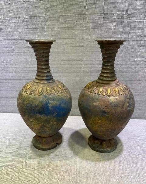 古玩雜項看圖為唐代鎏金銀瓶（建議平臺實物鑒定）真品鑒賞圖