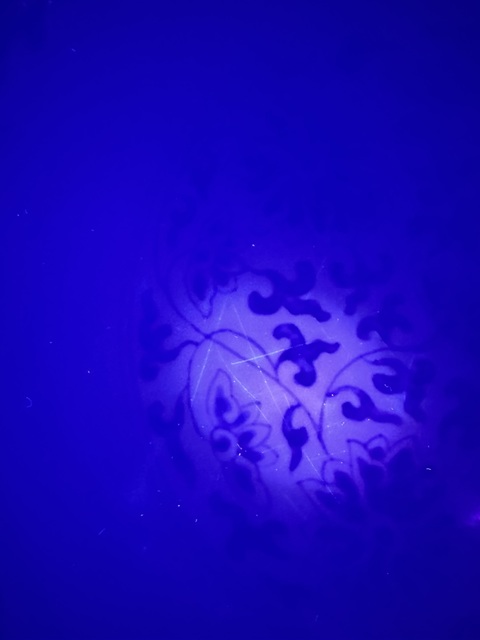 古玩陶瓷青花纏枝花卉紋臥盤真品鑒賞圖