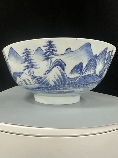 古玩陶瓷青花山水通景紋大碗真品鑒賞圖