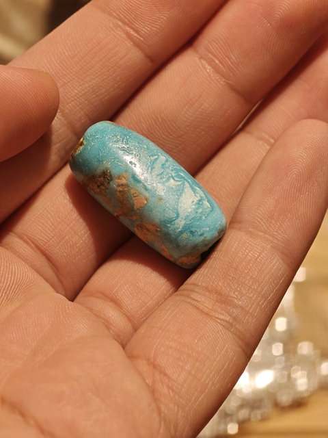 古玩玉器仿古松石管珠真品鑒賞圖