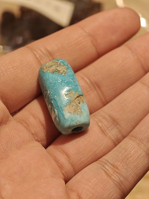 古玩玉器仿古松石管珠真品鑒賞圖