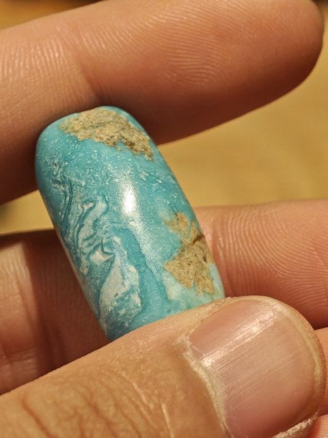 古玩玉器仿古松石管珠真品鑒賞圖