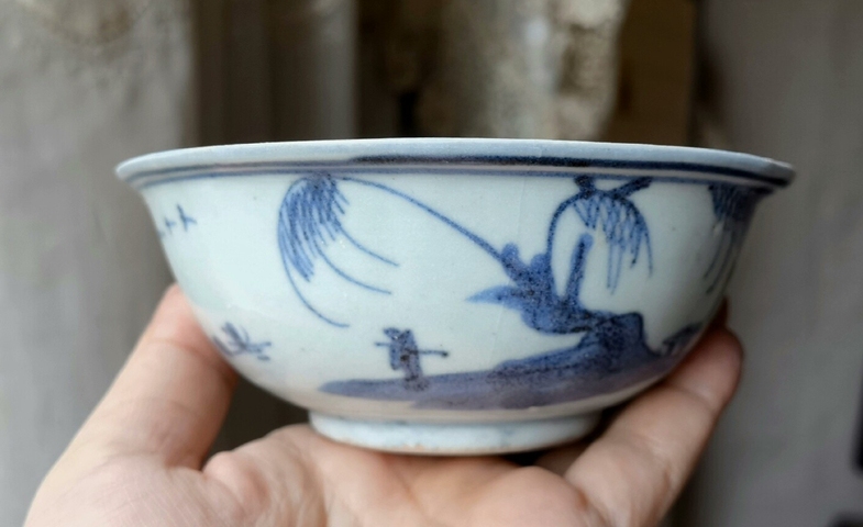 古玩陶瓷青花山水人物碗拍賣，當前價格1588元