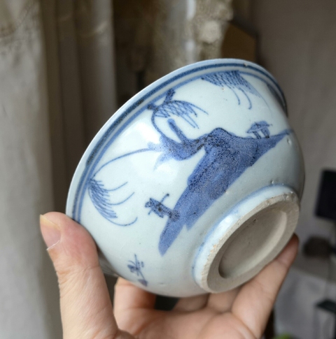 古玩陶瓷青花山水人物碗拍賣，當前價格1588元