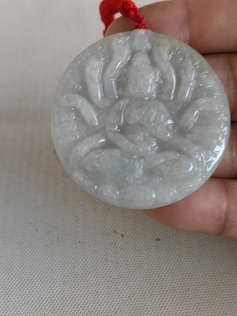 古玩玉器天然翡翠雕“千手觀音”牌真品鑒賞圖