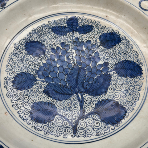 古玩陶瓷花果紋青花盤真品鑒賞圖