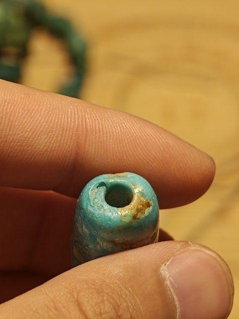 古玩玉器仿古松石管珠真品鑒賞圖
