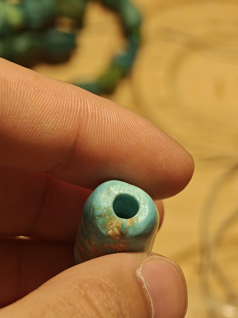 古玩玉器仿古松石管珠真品鑒賞圖