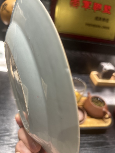 古玩陶瓷竹石欄桿牡丹粉彩盤真品鑒賞圖